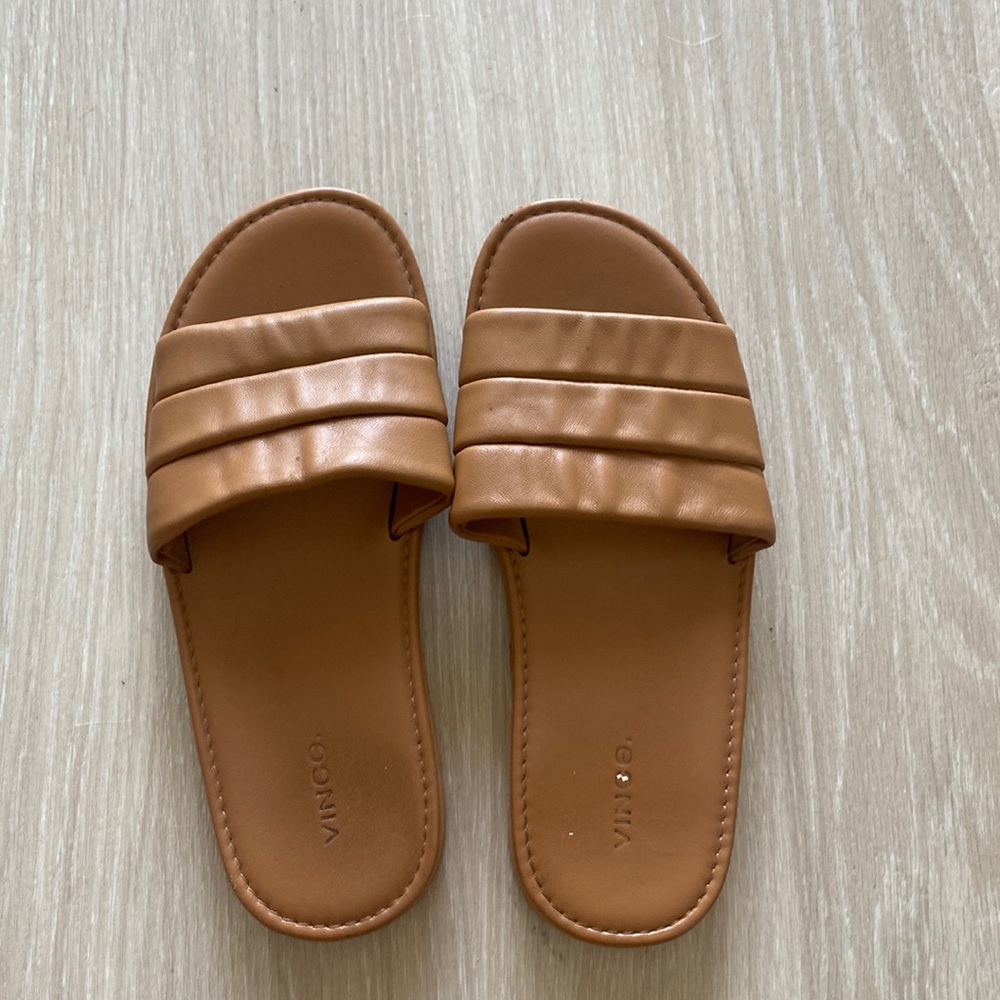 Women's Vince Slides, Size US 8.5, Tan Color